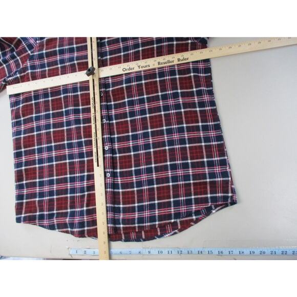 LL Bean Womens Scotch Plaid Flannel Shirt Size 16 Red Relaxed Fit Top 488594 - Picture 7 of 15